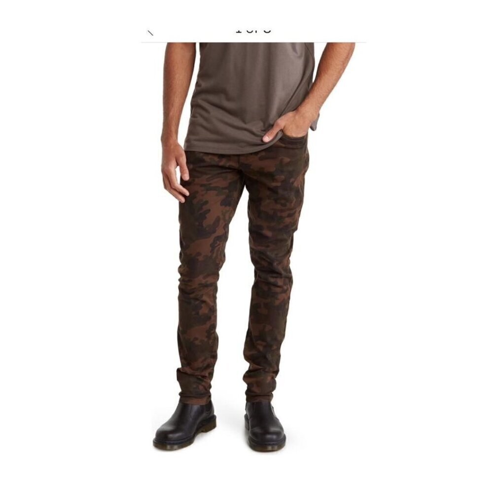 Hudson Mens Brown Ace Camo Print Mid Rise Skinny Jeans Sz 36 x 32 New